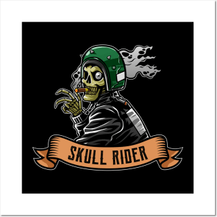 skull rider with helmet illustration Posters and Art